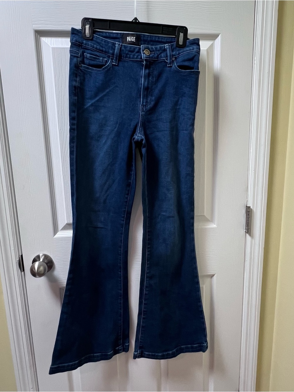 Paige Jeans Women's Medium Dark Wash Genevieve Flare Jeans Size 29 Western Denim